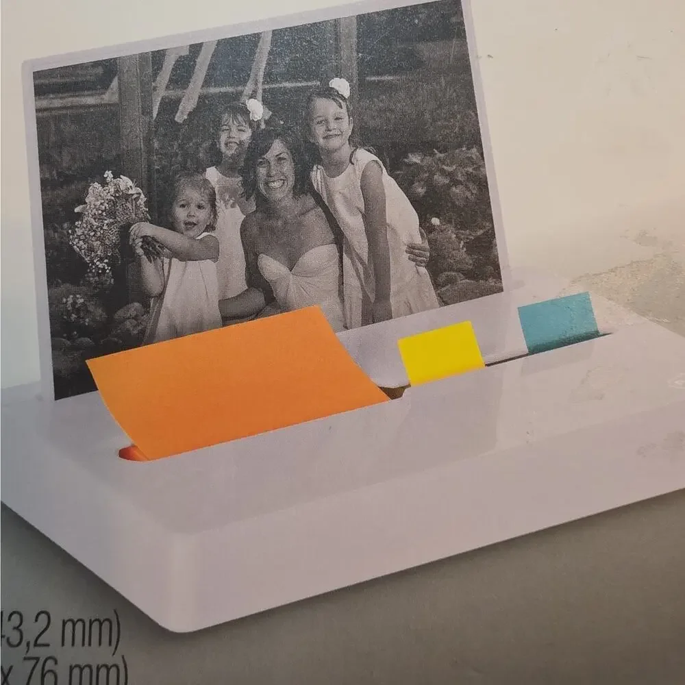 NEW White Post-it Dispenser + Photo Frame for Post-it Pop-Up Notes and Flags